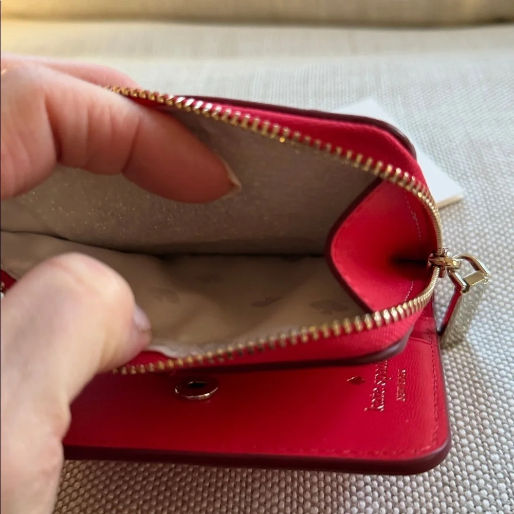 Kate Spade Sm Zip Bifold Wallet, Staci, Digital Red (648), Style WLR00143, NWT